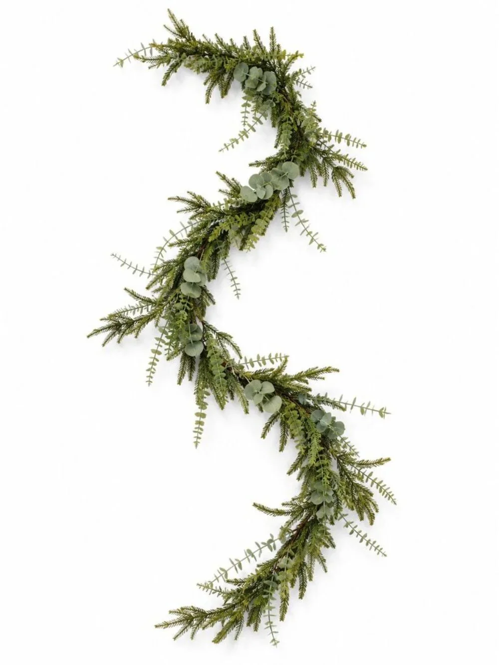 Norfolk Pine Garland, Eucalyptus Garland, Faux Christmas Garland, Mantel Garland